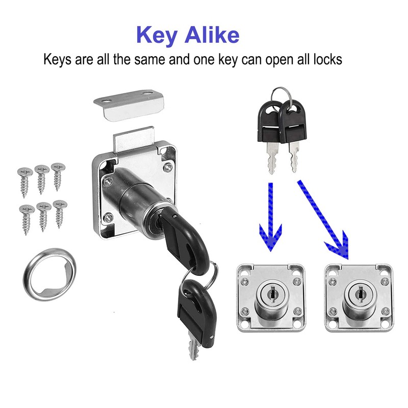 Litensh Cam Lock with Key Alike, Security Cabinet Lock Cupboard