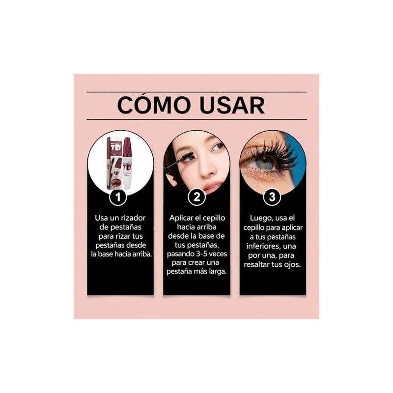 7D Máscara de Pestañas Impermeable con Fibras - Volumen y