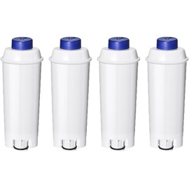 4-Pack Water Filter Cartridges Compatible with DeLonghi DLSC002 – Activated Carbon Coffee Machine Filters for Magnifica Evo, Dinamica Plus, ESAM, ETAM, BCO, EC Series – Improves Taste & Reduces Limescale