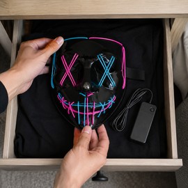 LED Halloween Mask for Cosplay - Light Up Scary Festival Costume Mask for Parties, Night Events and Themed Photography