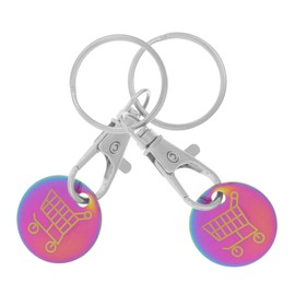 SEWACC Shopping Trolley Tokens Key Chain 2Pcs Stainless Steel Shopping Cart Key Holder Key Ring for Shopping Cart