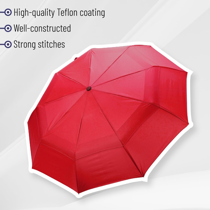 Mr. Pen- Windproof Travel Umbrella, Fiery Red, Automatic Umbrellas for