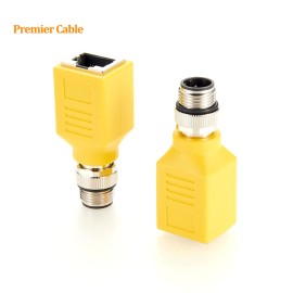 Profinet M12 D-Code 4 Pin to RJ45 Feedthrough Bulkhead Adapter IP67 Waterproof for Industrial Ethernet PLC Automation IoTColor: PCM-HD-0081 Yellow, Pins: M12 D-Code