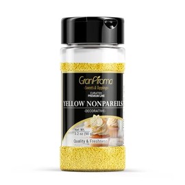 GranAroma Yellow Nonpareils, Decorative Sprinkles, Cakes & Cookies, Bakery Staple (3.2 Ounce)