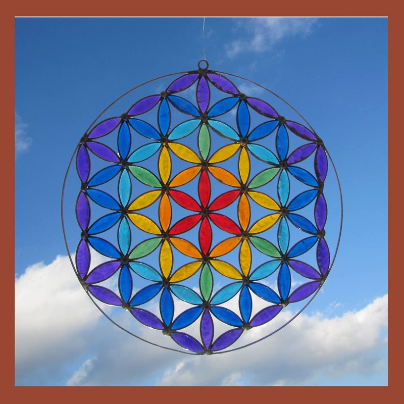 Suncatcher window decoration “flower of life” in the 7 chakra