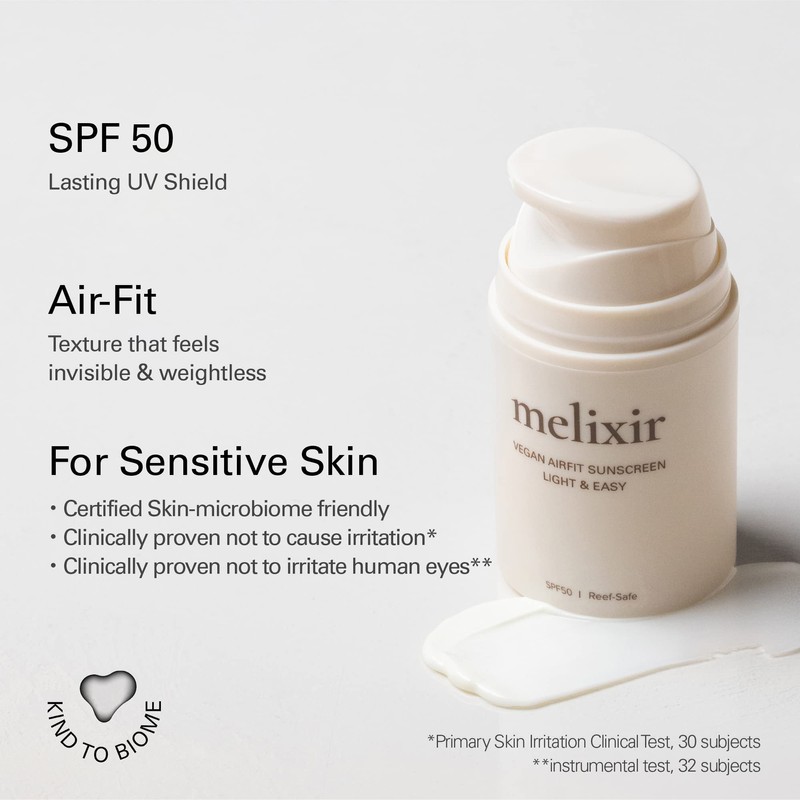 Melixir Vegan Airfit Sunscreen SPF 50, Korean Sunscreen for Face,