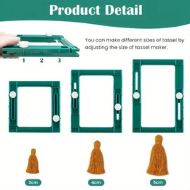 Ieron Adjustable Plastic Tassel Maker, Square Teal Tassel DIY Tool, Hand-made Tassel Tool, Adjustable, Easy to Use