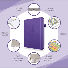 Daily Planner & appointment diary - Gratitude journal, wellness journal & Undated weekly planners and organisers - Desk journals for women & men - LUX Productivity Classic (GRAPE PURPLE)