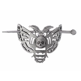 HAQUIL Cráneo Polilla Insecto Horquilla de plata Hair Sticks irlandés pelo decoración para el pelo largo