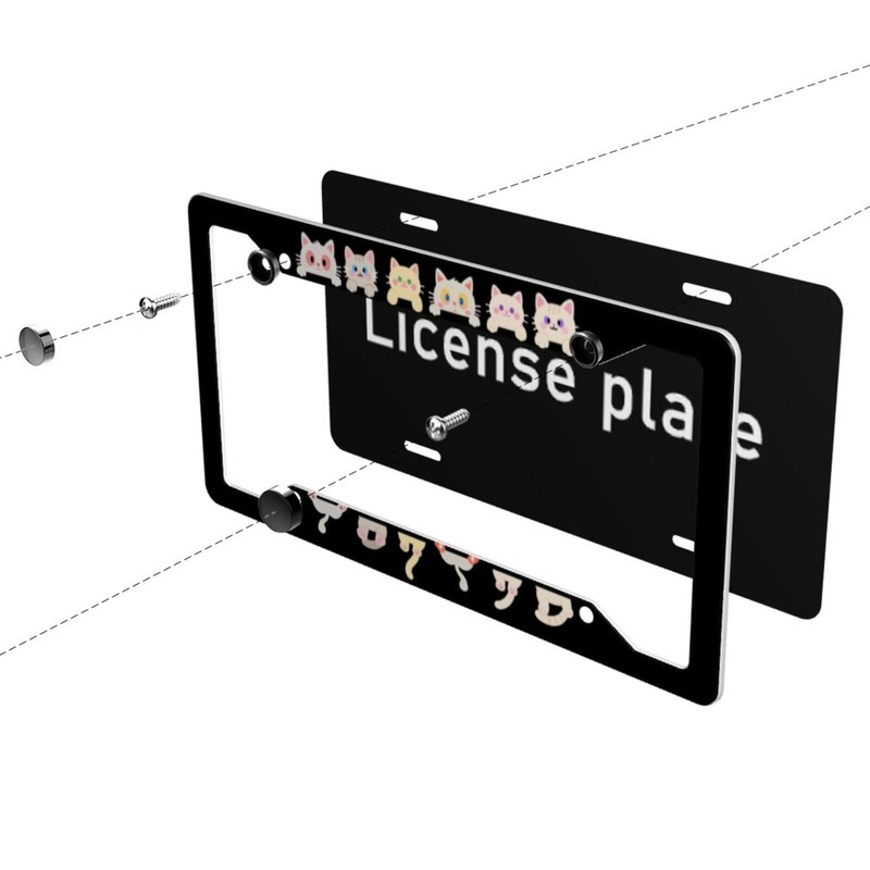 Cute Cat License Plate Frame 2 Pack Accessories Cars Decor