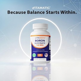 Vitamatic- Boro quelatado (como glicinato) 10mg 240 Comprimidos Apoya el equilibrio hormonal, la salud ósea y la conexión