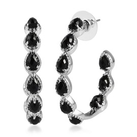 Shop LC Black Onyx Inside Out Half Hoop Earrings Stainless Steel for Women Jewelry Christmas Gifts for Women