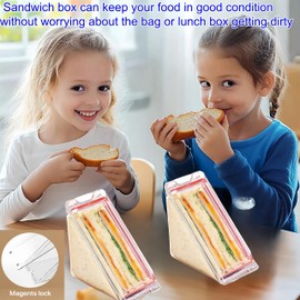 FeBohao Sandwich Container with Lid Triangle Sandwich Box Clear Plastic Reusable Snack Pack Food Containers with Sauce Container