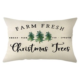 Ogiselestyle Christmas Tree Throw Pillow Cover, 12 x 20 Inch Winter Christmas Holiday Farmhouse Cushion Case Decoration for Sofa Couch