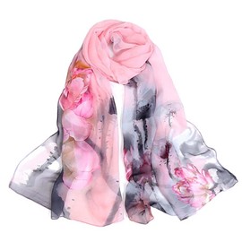 Pokeedioty Scarfs for Women Lightweight Fashion Floral Pattern Sheer Scarfs Shawl Wrap Scarves, Yh-44, 160*50 CM