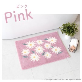 OKA Easy Dry Pure Daisy Bath Mat, Approx. 17.7 x 23.6 inches (45 x 60 cm), Pink (Water Absorbent, Quick Drying, Anti-bacterial, Deodorized)