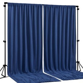 Navy Blue Backdrop Curtains-Wrinkle-Free Navy Blue Curtains Polyester Photography Drapes Wedding Background for Baby Shower Birthday Graduation Party Decorations - 8 X10FT (Navy Blue)
