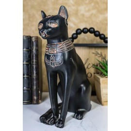 Ancient Egyptian Goddess Bastet Statue In Rustic Clay Finish Temple Bast Decor