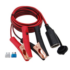 CUZEC - Cable de extensión de 4 m 16 AWG con abrazadera de batería de 12 V/24 V y adaptador de encendedor de cigarrillos (3,1 m de largo)