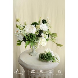 Ling's moment Artificial Flowers, 25Pcs 3" Roses in Emerald Green Shades, Realistic DIY Foam Floral Fill for Wedding Bouquets/Centerpieces, Outdoor Party Backdrops, Room/Table, Garden/Pot Decorations