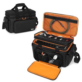 GRAOSO Padded Mixer Carry Bag Compatible with Behringer X-AIR Series Mixers XR12, XR16, XR18, Double Layer DJ Gig Bag with Multiple Pockets for Accessories, Audio Case with Shoulder Strap, Black