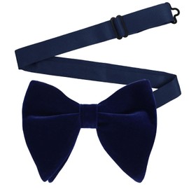 Alizeal Velvet Pre-tied Adjustable Bow Tie for Men Oversize Formal Solid Tuxedo Bow Tie, Navy Blue