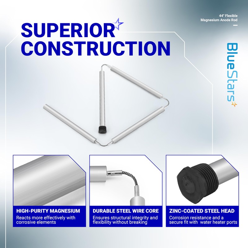 BlueStars 44” Water Heater Magnesium Anode Rod with 3/4" NPT
