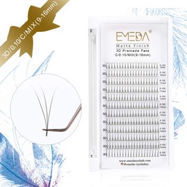 Premade Fans Eyelash Extensions 3D Mix Tray 9-15mm C D Curl 0.10mm Premade Volume Eyelash Extensions Long Stem Hand Made Pre Made Fanned Volume Lash Extensions by EMEDA （0.10 C 9-15 Mixed）