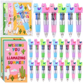 24 Sets End of the Year Gifts from Teacher Llama 4-in-1 Ballpoint Pens with Positive Cards Student Gift from Teacher Bulk End of Year Gifts for Students Congrats Grad Prizes Goodie Bags Stuffers
