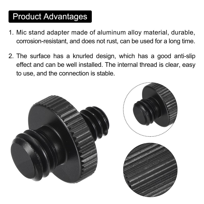 QUARKZMAN Microphone Stand Adapter 3/8-16 Male to 1/4-20 Male Camera