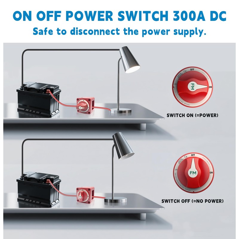 FASTSTORM 300A 12V 48V Battery Disconnect Switch Waterproof Battery ON