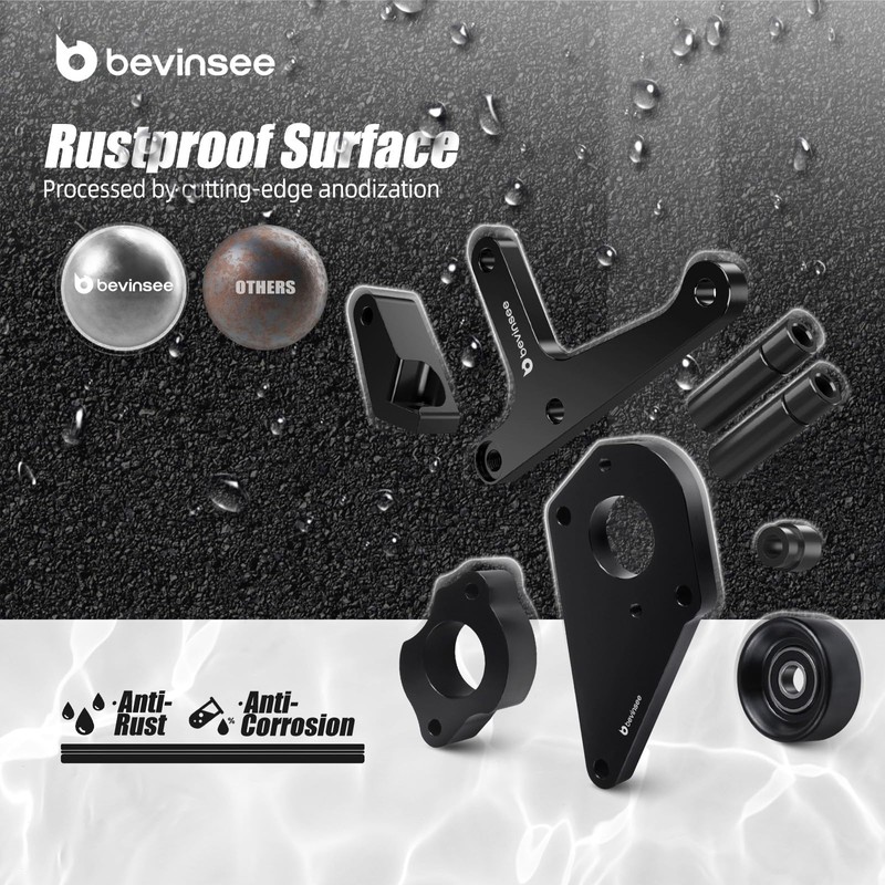 Bevinsee LS Power Steering Pump Alternator Low Mount Bracket Compatible