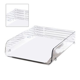 4 Tier Letter Tray, Minimalist Clear Acrylic Organizer Stackable Letter Tray Office Desk Organiser A4 Paper Filing Trays File Holder for Home Office School, Transparent (10.4x13.0x3.0in)