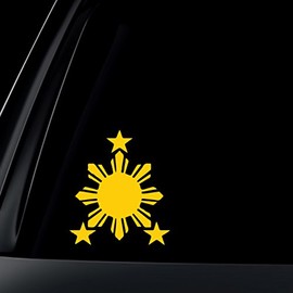 World Design Philippine Flag Sun Car Decal/Sticker - 6" Yellow