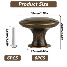 VARHHUXHA Round Kitchen Cabinet Pulls Door Knobs for Chest of Drawers Furniture Cupboard Dresser Wardrobe Door Handles and Knobs, with Screws and Screwdriver (6 Pcs - Bronze)