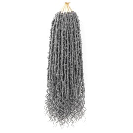 Aipin Butterfly Locs Crochet Hair Goddess Locs Curly Ends 24 Inch Distressed Butterfly Faux Locs Synthetic Butterfly Soft Locs Crochet Hair For Black Women Hair Extensions (24 Inch, 6packs,Grey#)