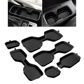 SENSHINE Cup Holder Coaster for Kia Telluride Accessories 2020 2021 2022 2023 2024 2025 Non-Slip Silicone Cup Holder Insert Mat Center Console Protector Liner Pad Interior Decoration 6Pcs (Black Trim)