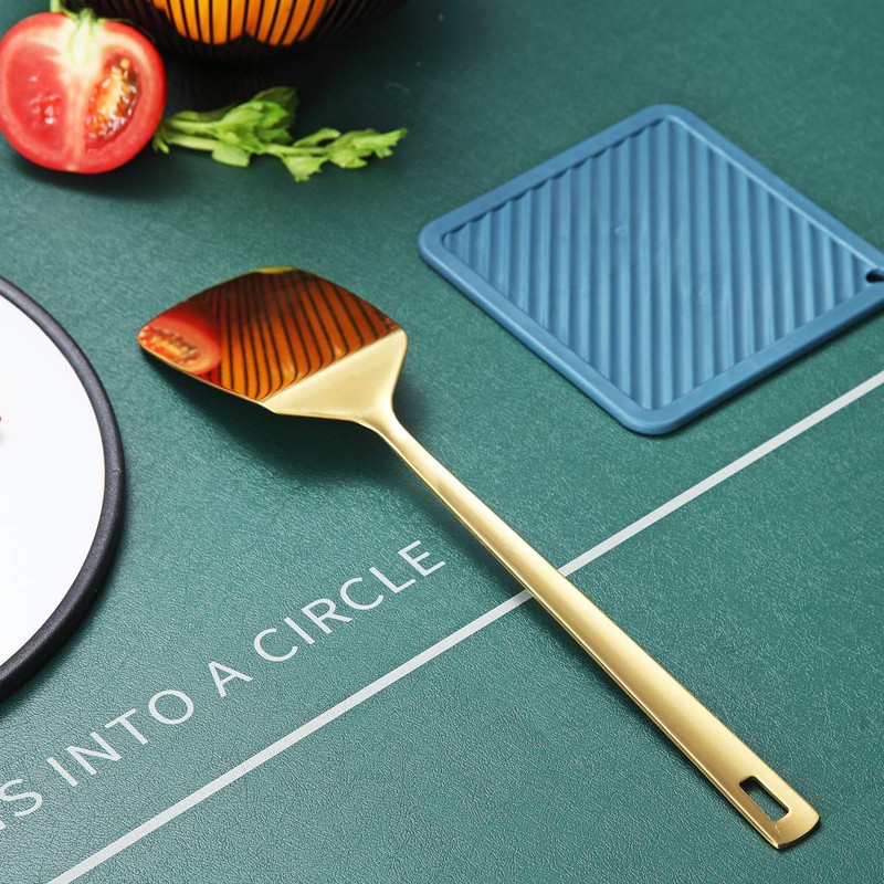 Gold Spatulas, Berglander Solid Turner Titanium Gold Plating,Barbecue Spatulas, Metal
