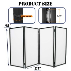 NULTRUMA Portable DJ Facade Booth with Foldable Cover Screen, Black Steel Frame & 4 Detachable Panels, Includes White/Black Projector Display Scrims, 48"x42" DJ Table Stand for Events, Parties, Shows