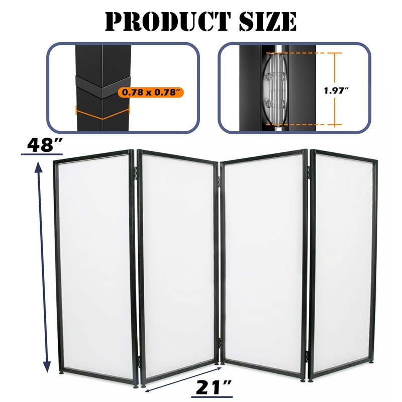 NULTRUMA Portable DJ Facade Booth with Foldable Cover Screen, Black