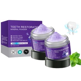 Zahnpulver Gegen Verfärbungen, 2 Stück Teeth Whitening Powder, Zahnreparatur Mineralpuder, Zahnweiss Pulver fur Frischer Atem, Effektiv bei der Stärkung von Zähnen und Zahnfleisch, Zähne Flecken(100G)