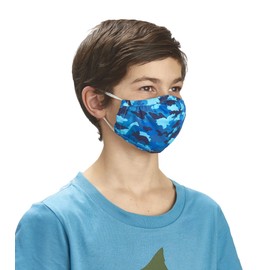 Hatley Unisex Kid's Double Layer Face Mask with Ear Elastic, Dino Camo, 1 Count (Pack of 1)