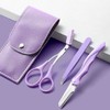 [Trend Compass] Eyebrow Grooming 3-Piece Set (Thinning Scissors + Eyebrow Razor + Tweezers + Leather Case) Purple 2ea