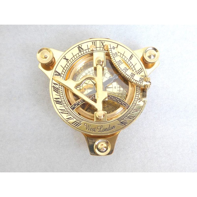KHUMYAYAD 3" Brass compass sundial maritime nautical vintage antique nautical