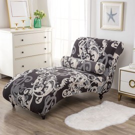 TDHLW Printed Armless Chaise Lounge Indoor Slipcover Stretch Chair Covers for Living Room Bedroom Stretch Armless Lounge Chaise Slipcover, One Size,a,2pc