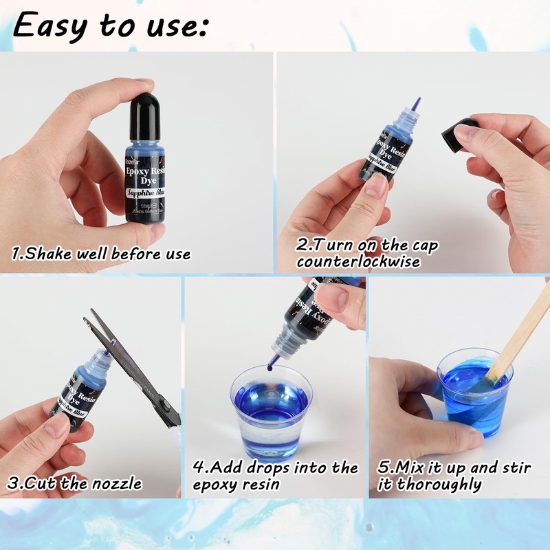 Epoxy Resin Paint, 12 Colours Epoxy Resin Liquid Paint, Translucent