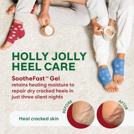 Dr. Frederick's Original Dr. Frederick's Holiday Fuzzy Heel Socks - 3 Pairs - Christmas Self-Care Gift - Cozy Gel-Lined Sleep Socks - Spa Pampering Gift Set - Soothe Dry, Cracked Feet Overnight - Holiday Special Editions