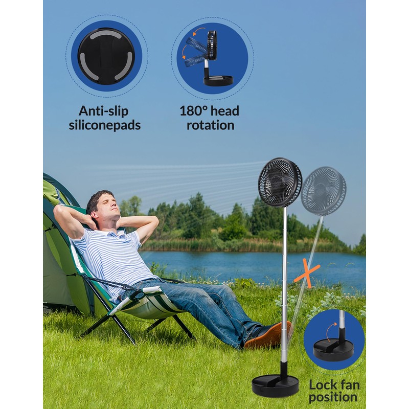 Primevolve Battery Operated Fan,Portable Rechargeable USB Floor Table Desk Fan