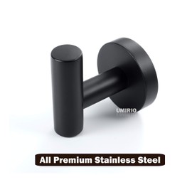 Hanging Hooks for Bathroom Towel Hooks Holder Bathroom Hangers and Hooks Wall Hooks Robe Clothes Coat Hook Shower Hooks Bathrobe Hanger Modern Kitchen Accessories Stainless Steel, Matte Black,2 Pack