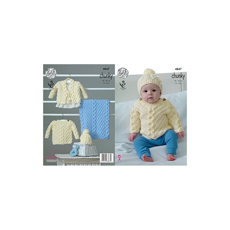 King Cole Baby Chunky Knitting Pattern Cable Knit Sweater Cardigan